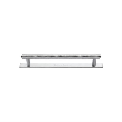 M Marcus Heritage Brass Knurled Design Cabinet Pull with Plate 96mm Centre to Centre